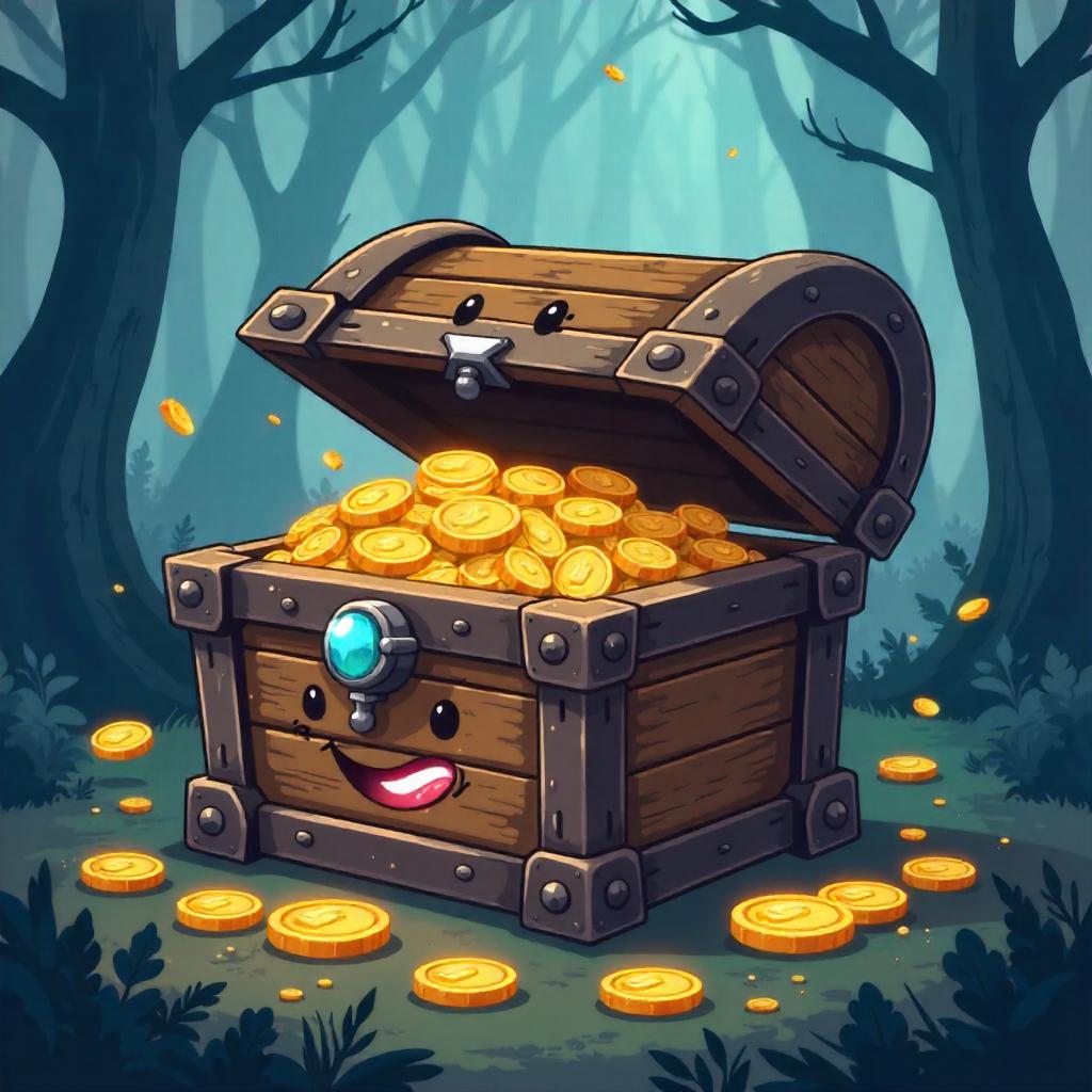 Cartoon Treasure Chest in Dense Fog