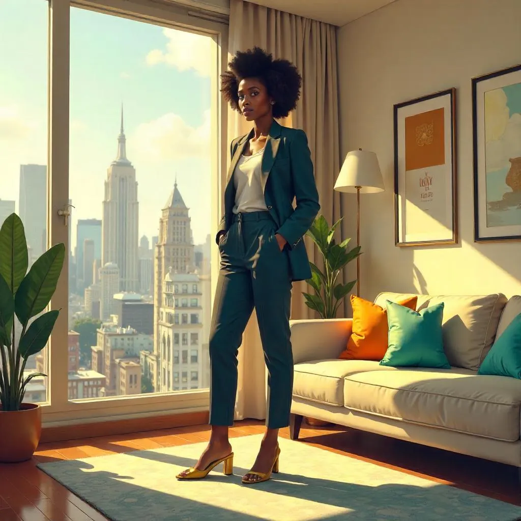 Confident Black Woman in a Modern Apartment