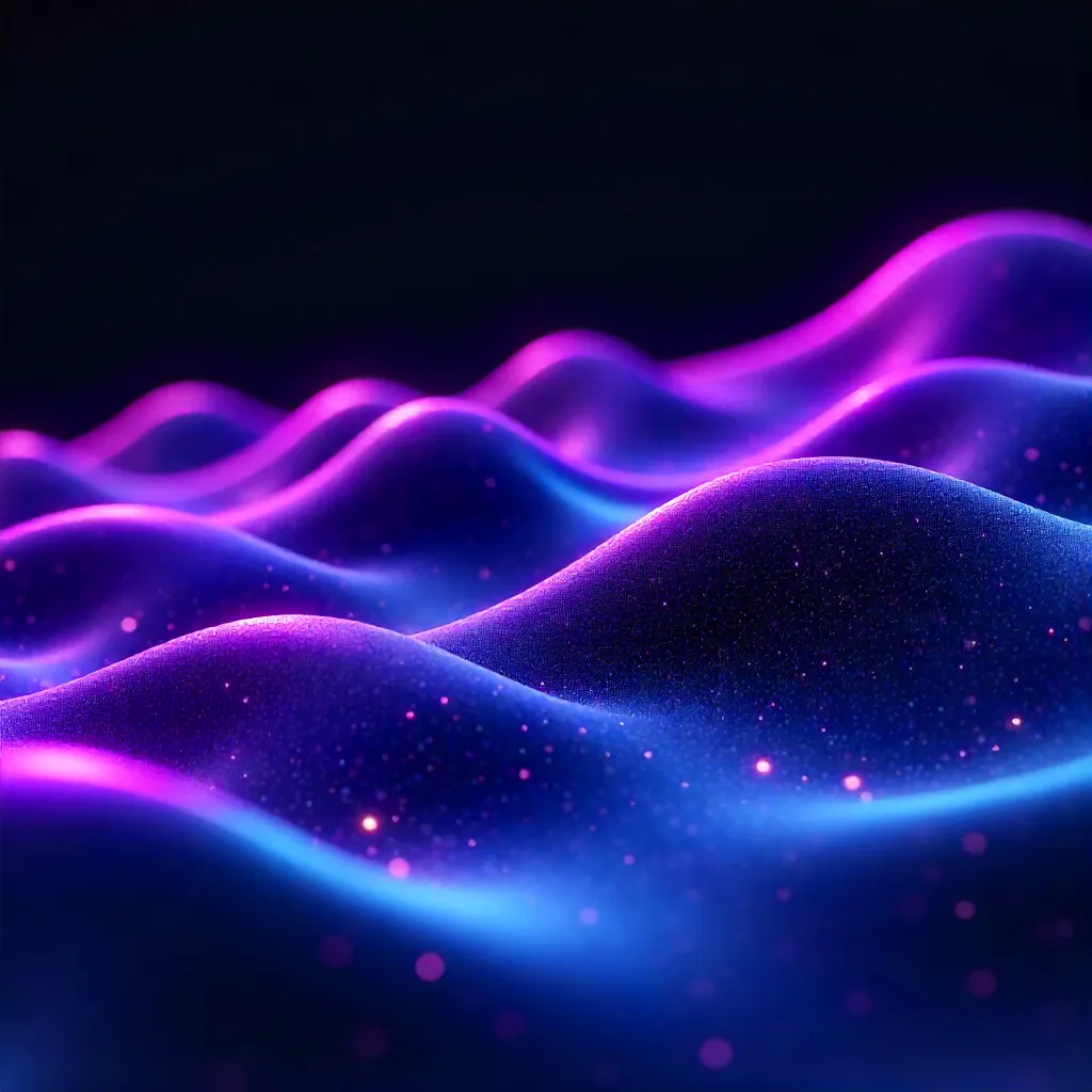 Dynamic 3D Waves: Purple & Blue on Black