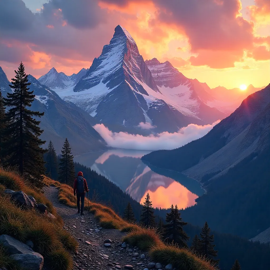 Golden Sunset over Majestic Mountain Peaks
