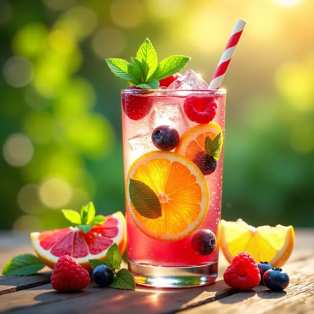 Vibrant Citrus-Berry Mint Summer Drink