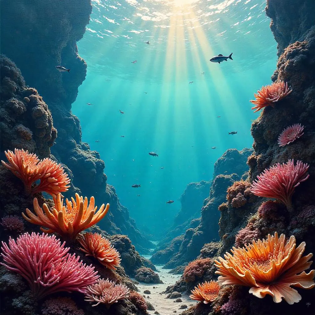 Zero-Gravity Coral Reef Oil Painting