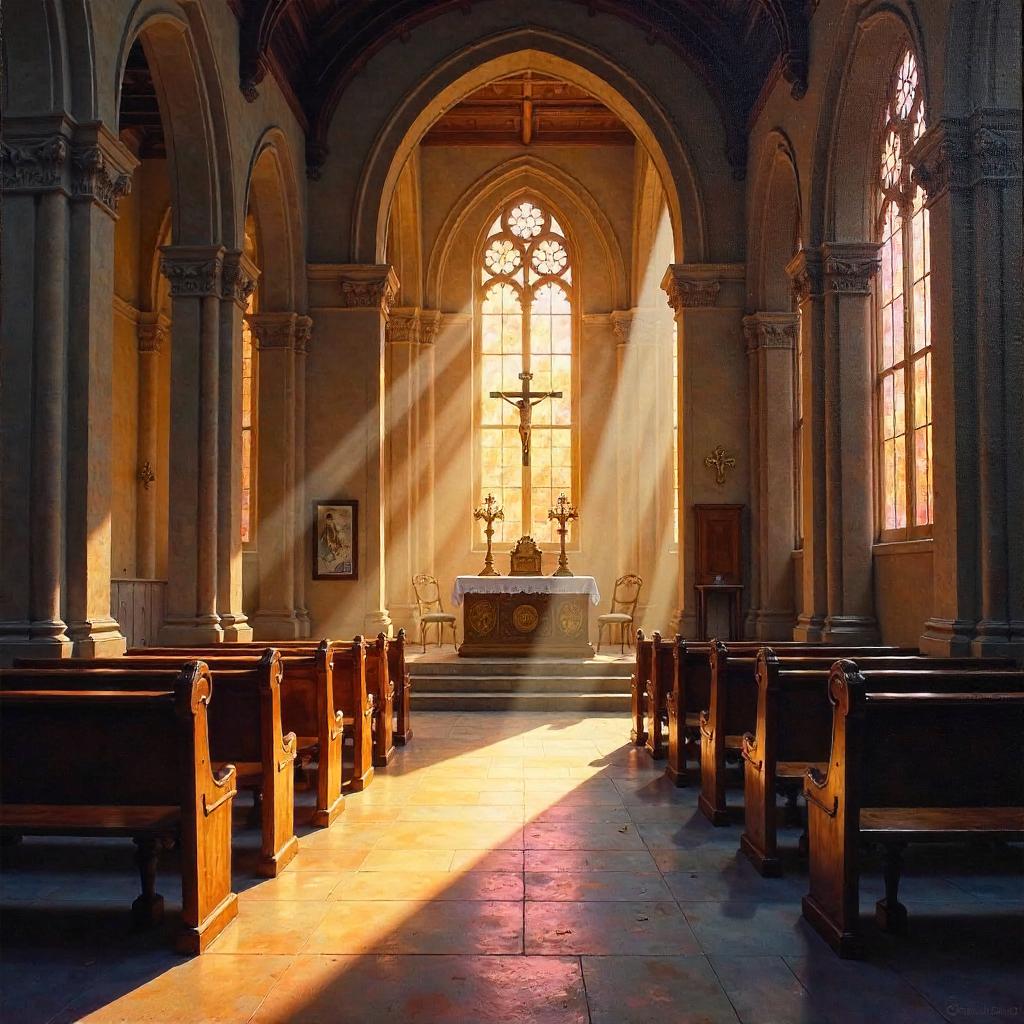 Sunrise in the Chapel: An Oil Painting