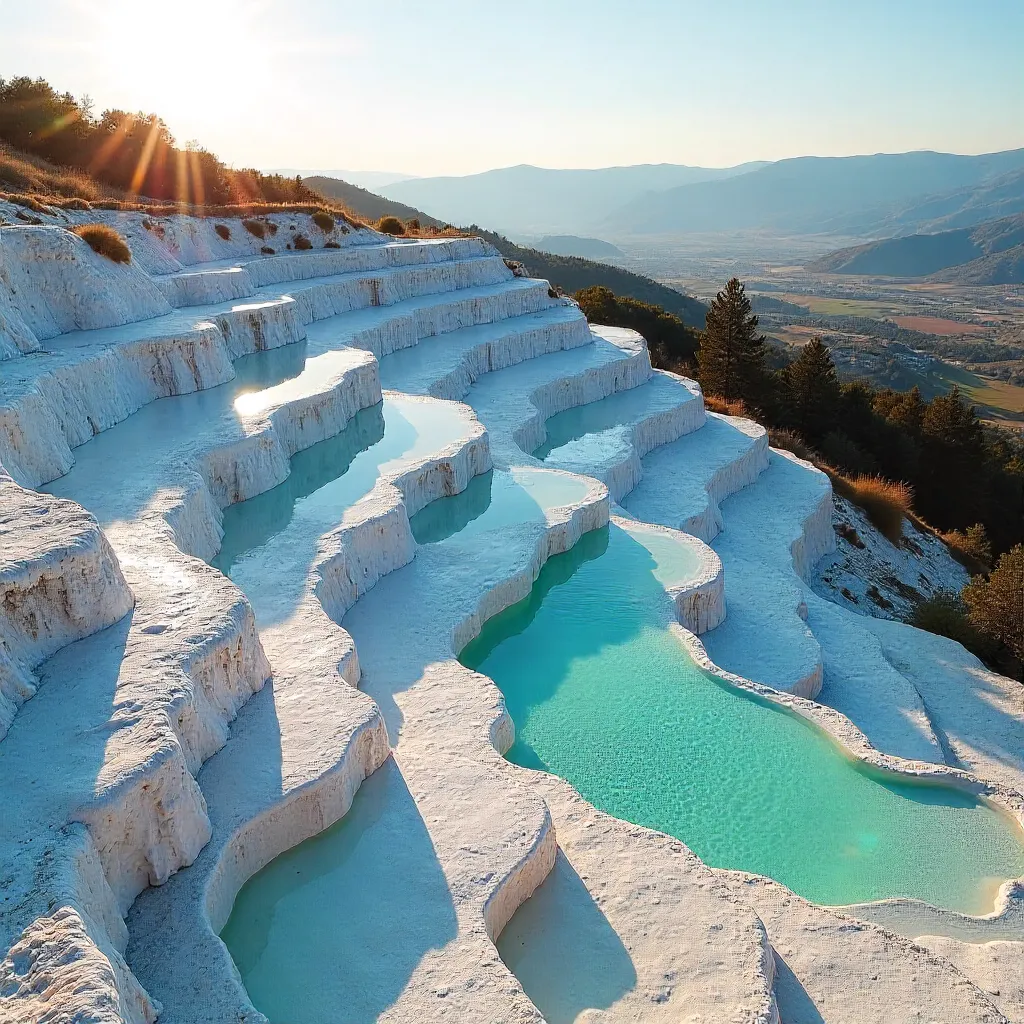 Pamukkale Terraced Hot Springs at Dawn