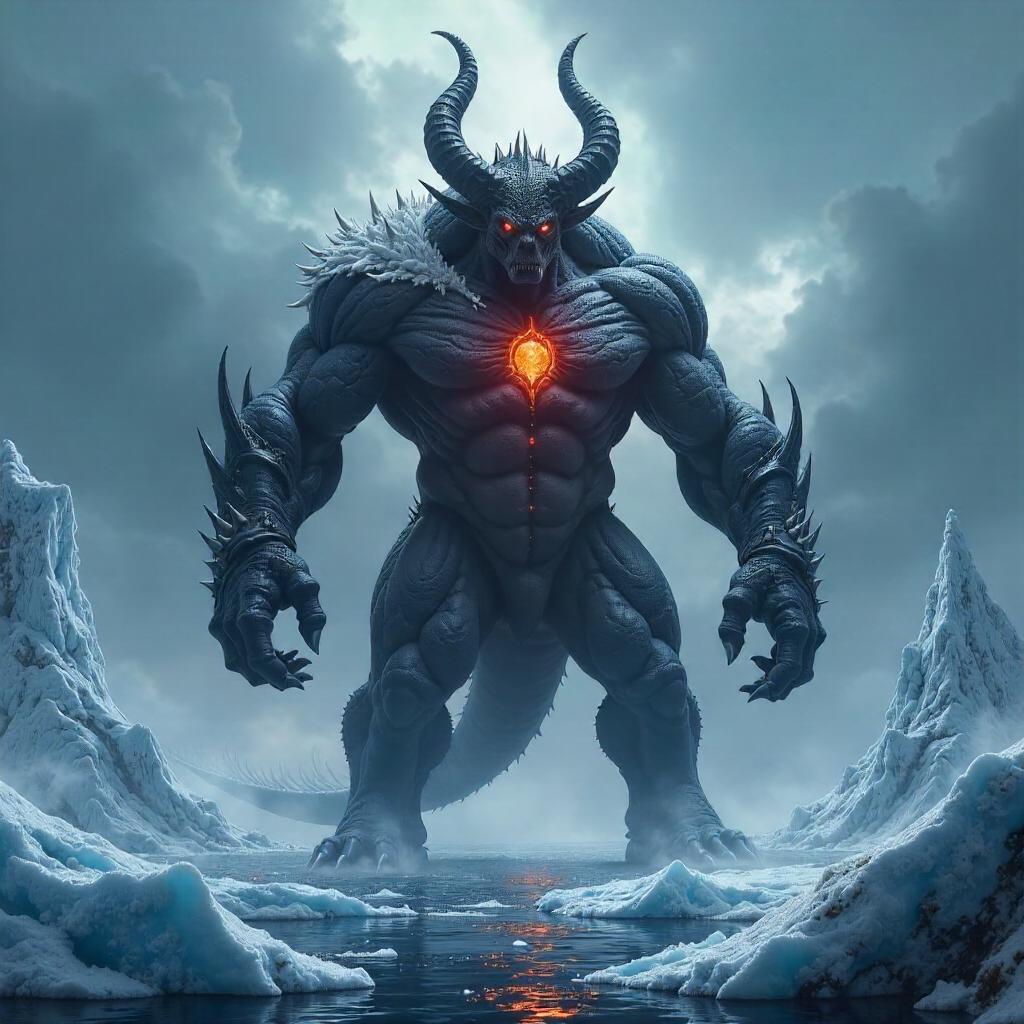 Demon Among Icebergs: Cold-Glow Concept Art