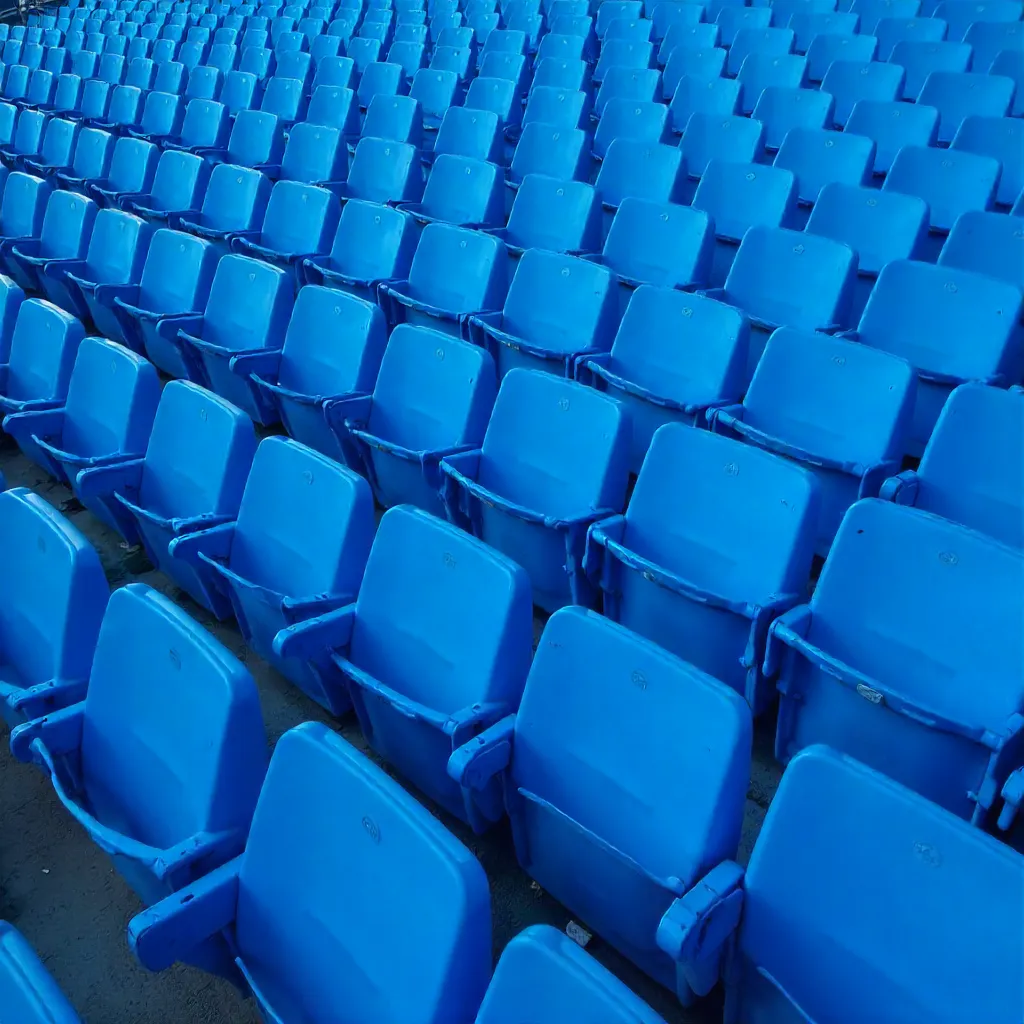Vibrant Blue Stadium Seats Pattern with Copy Space