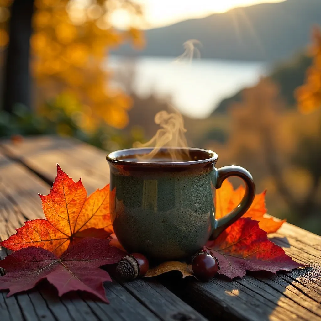 Autumn Coffee Among Leaves in Kocaeli
