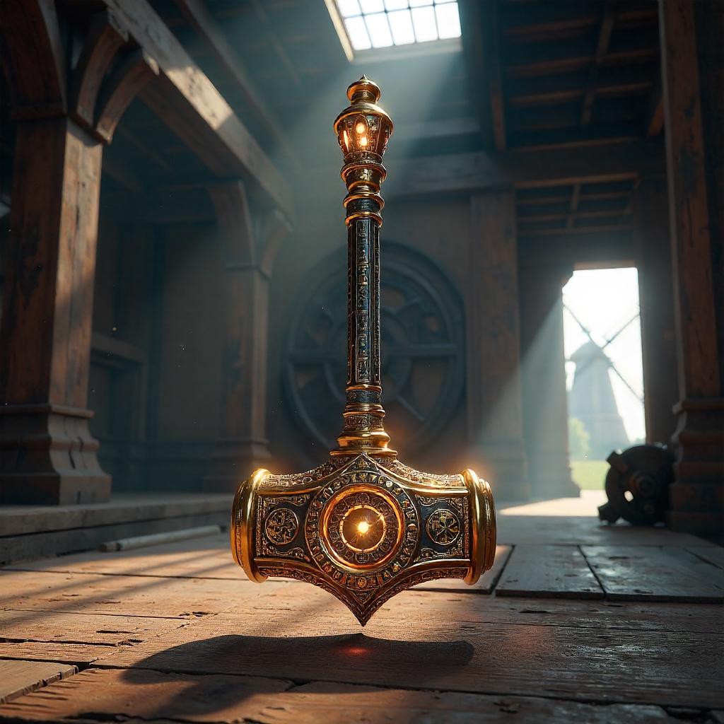 Divine Hammer Inside a Windmill — 3D Render