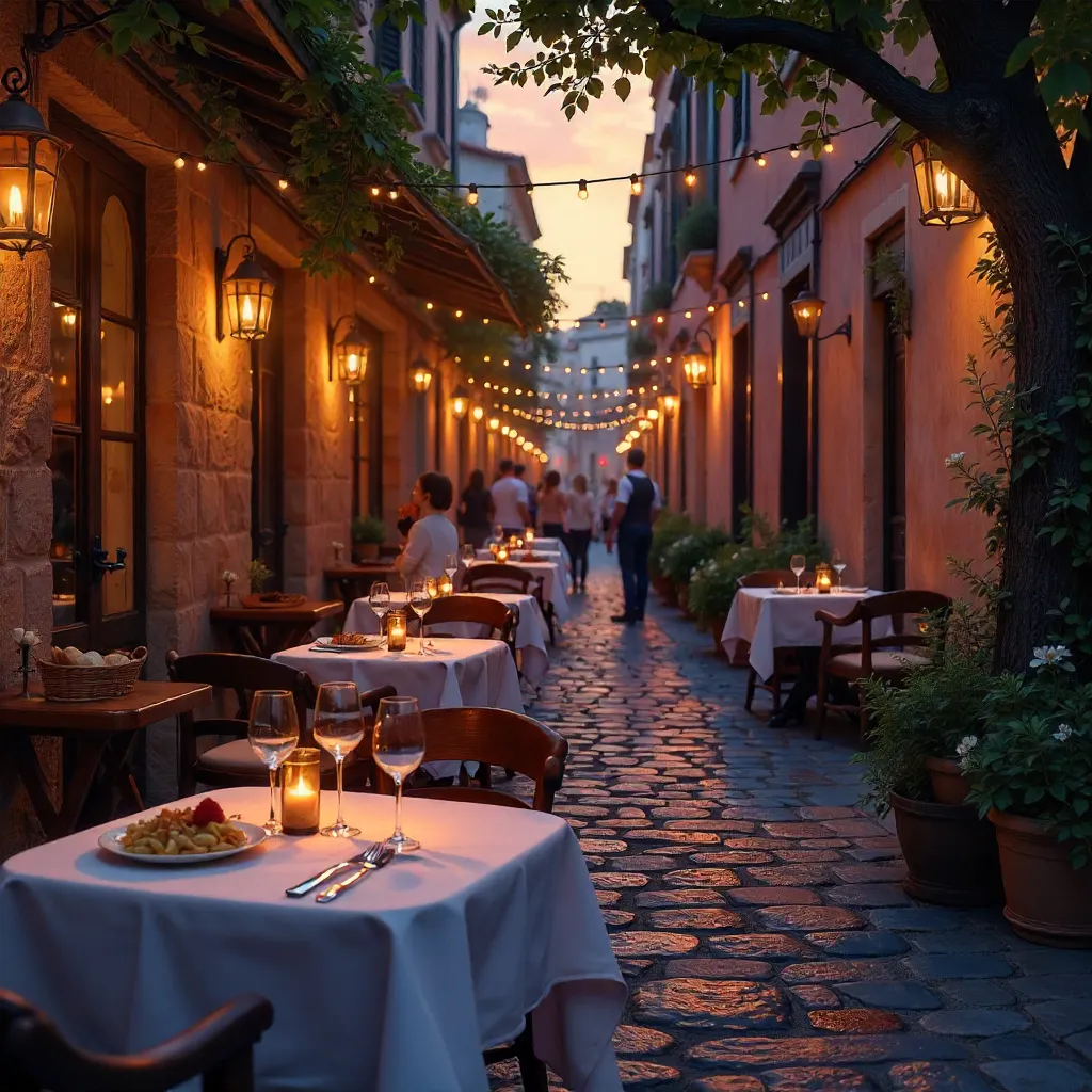 Twilight Lanterns at a Cozy Outdoor Terrace