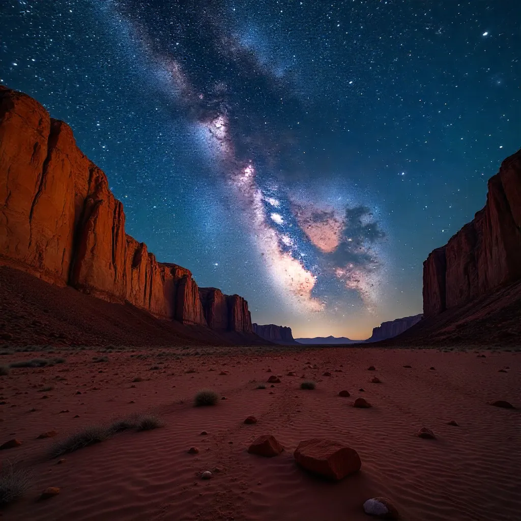 Milky Way over Namibian Red Desert Rocks
