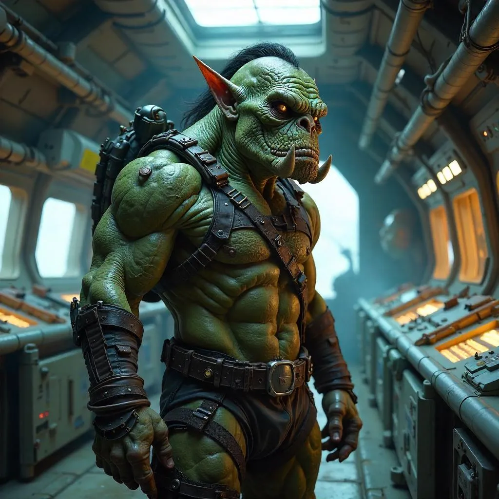 Photorealistic Orc in a Terraforming Station