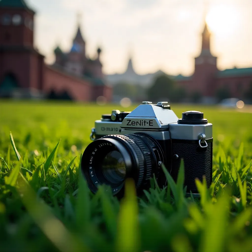 Zenit-E on Moscow Grass at Golden Hour