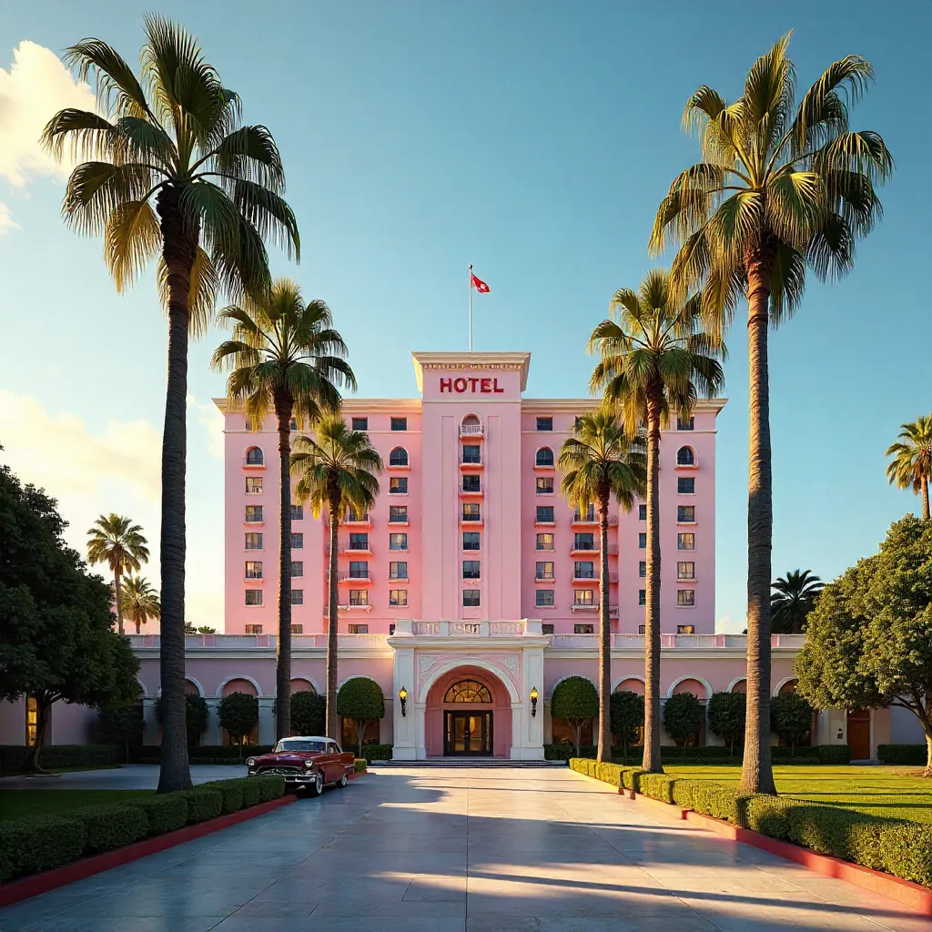 Iconic Beverly Hills Hotel Under Palm Trees