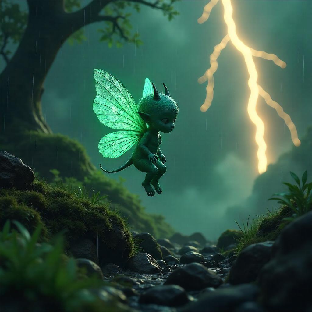Thunderstorm Sprite: A 3D Forest Encounter