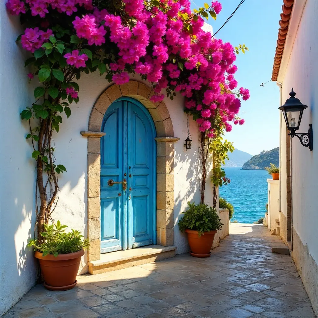 Bougainvillea-Framed Doorway in İzmir