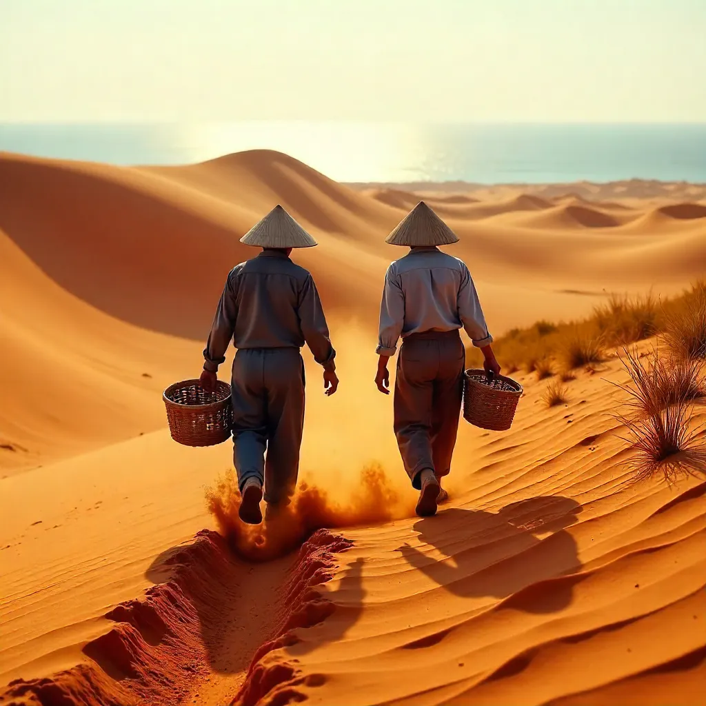 Two Farmers Among Bình Thuận's Red Dunes