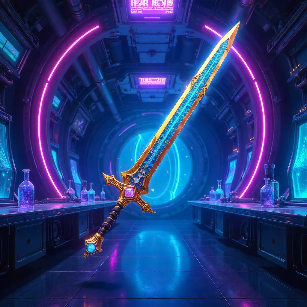 Enchanted Sword in a Portal Lab (Anime Style)