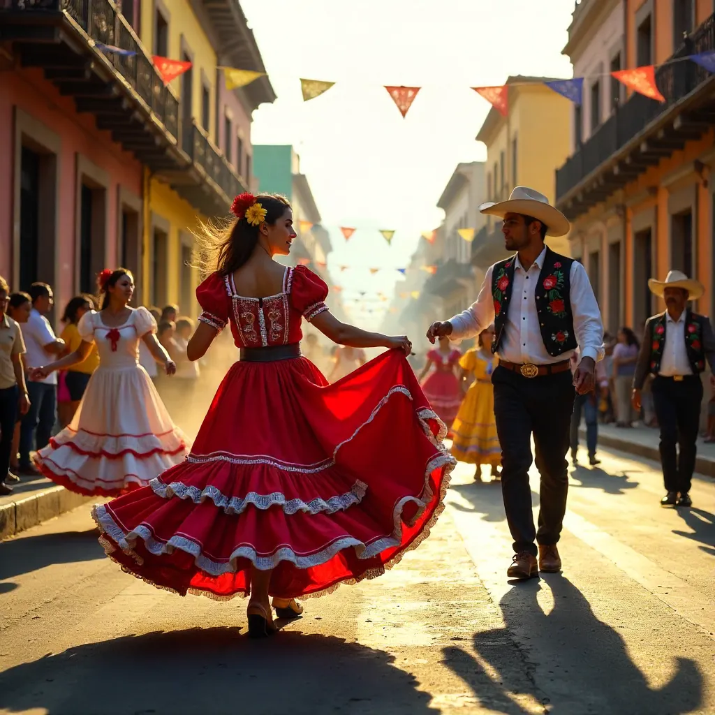 Tampico Street Folkloric Dance in Colorful Attire