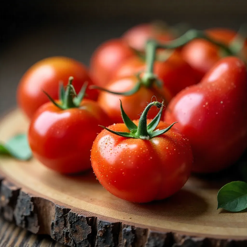 Assorted Fresh Red Tomatoes — Macro Close-Up