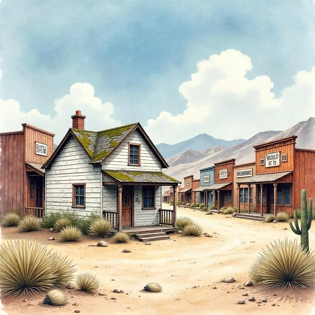 Watercolor Cottage in a Ghost Town