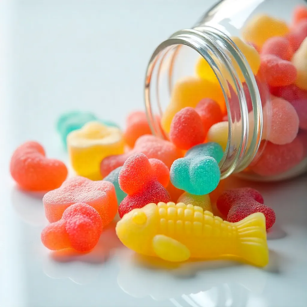 Vibrant Gummy Parade: Teeth and Fish Delights