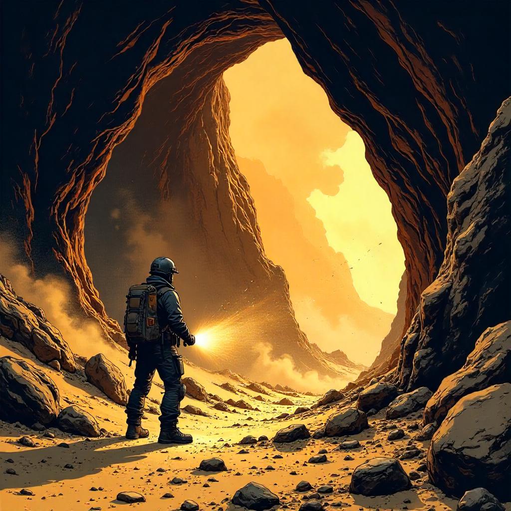 Cave in the Sandstorm — Comic-Book Scene