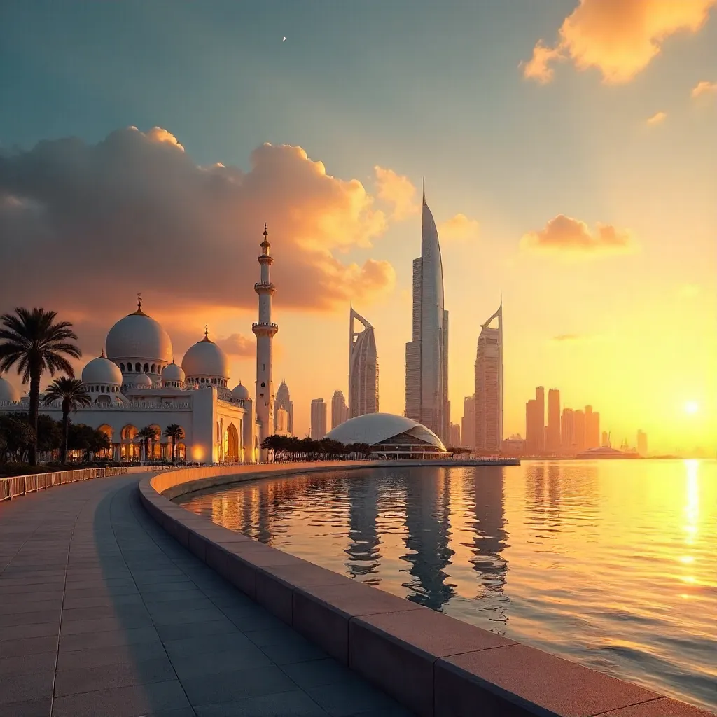 Golden Reflections on Abu Dhabi Skyline