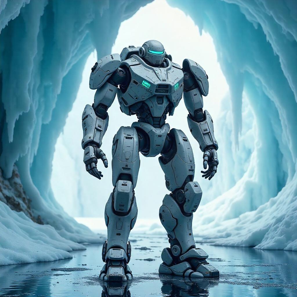 Photoreal Mech Suit in a Crystal Ice Cave