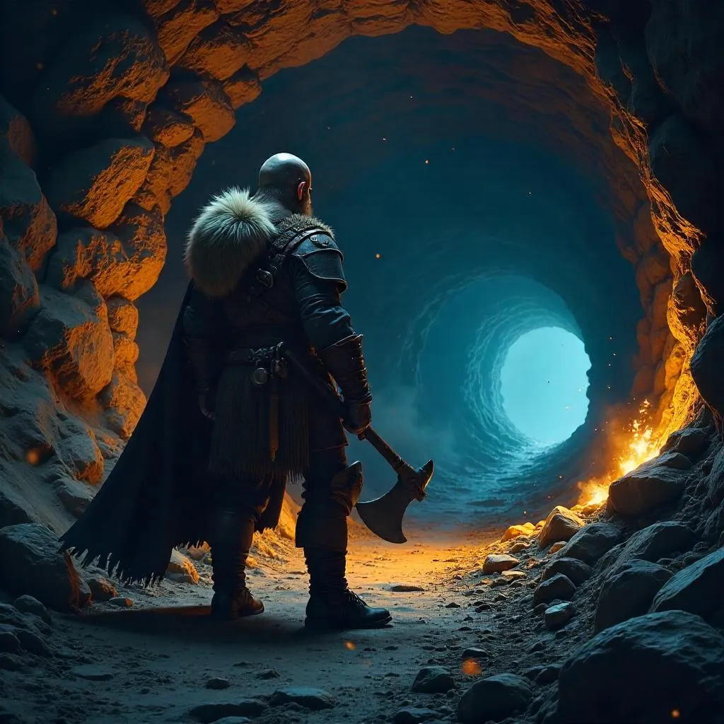 Viking in a Torchlit Mine: Concept Art