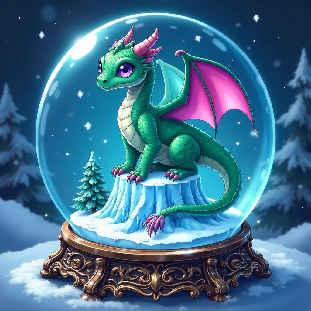 Snow Globe Wyvern in Anime Style