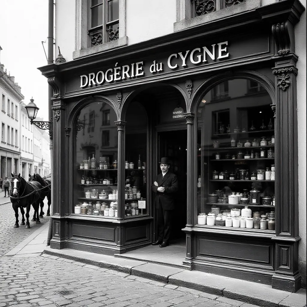 Historic Drogerie du Cygne, Strasbourg in Black and White