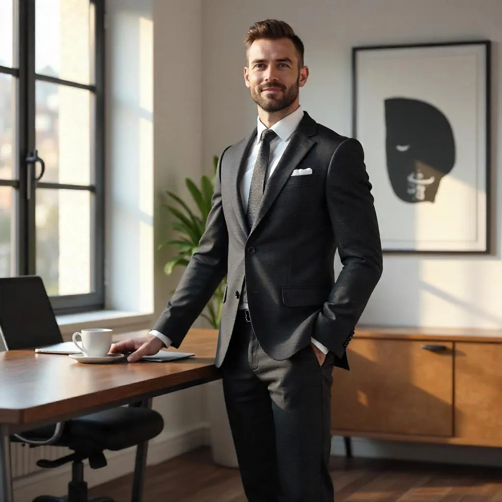 Stylish White Man in a Modern Office – 3D Render