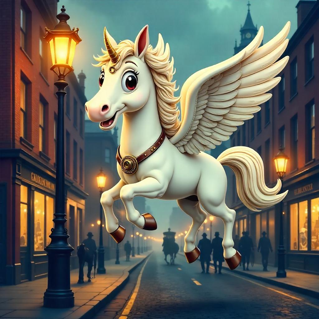 Pegasus in Cartoon Victorian London