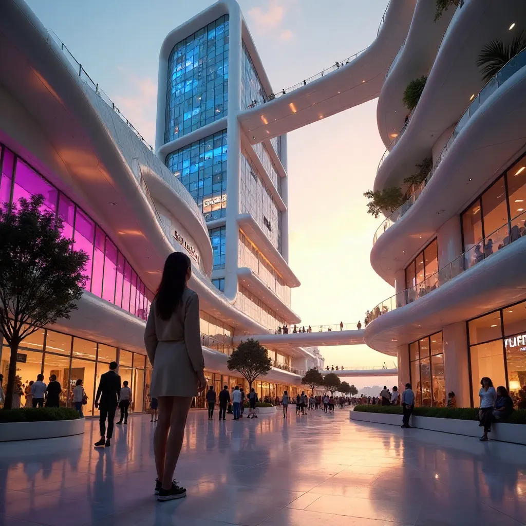 A Young Woman Gazes at Ankara's Futuristic Mall