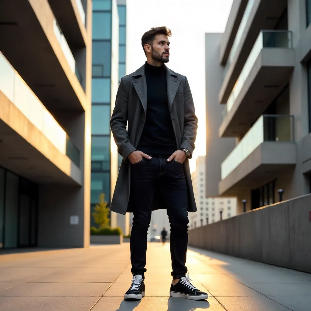 Stylish Urban Portrait in Modern Architectural Glow