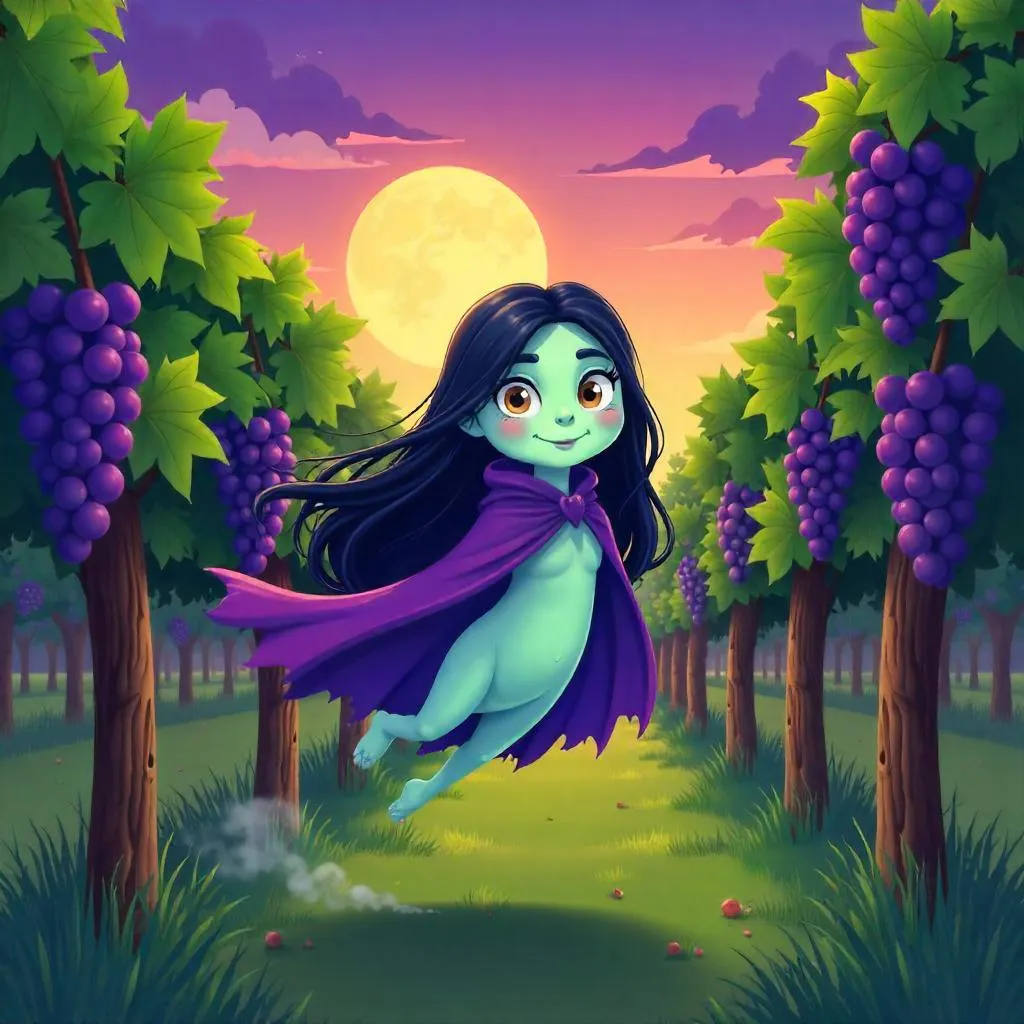Cartoon Banshee Roaming the Vineyard