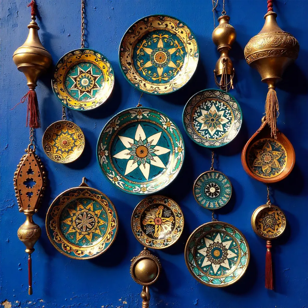 Rabat Blue Wall: Moroccan Souvenirs with Geometric Design