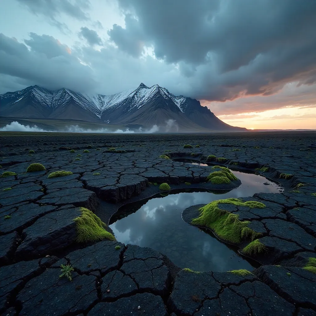 Moody Volcanic Landscape in Þingeyjarsveit, Iceland