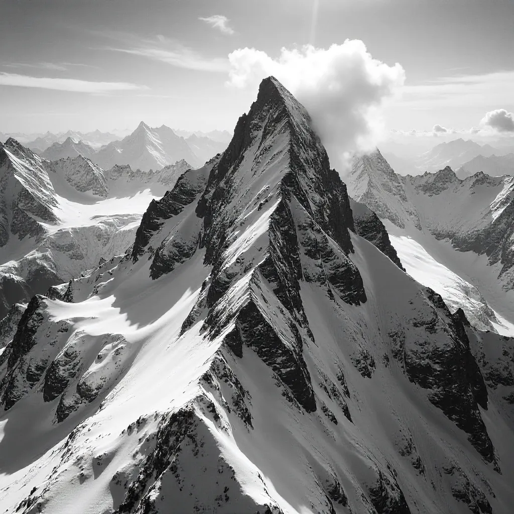 Monochrome Aerial View of Kitzsteinhorn Summit