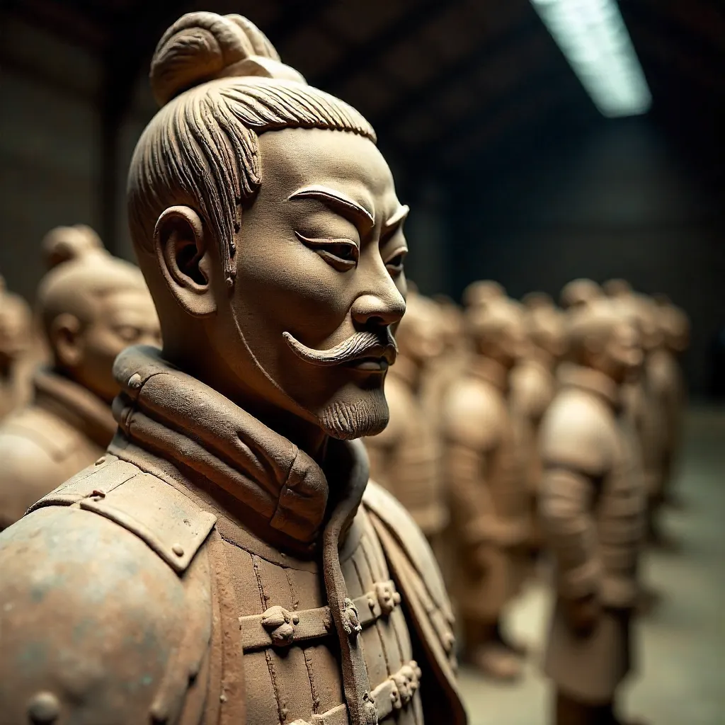Detailed Close-Up of Qin Terracotta Warrior, Xi'an