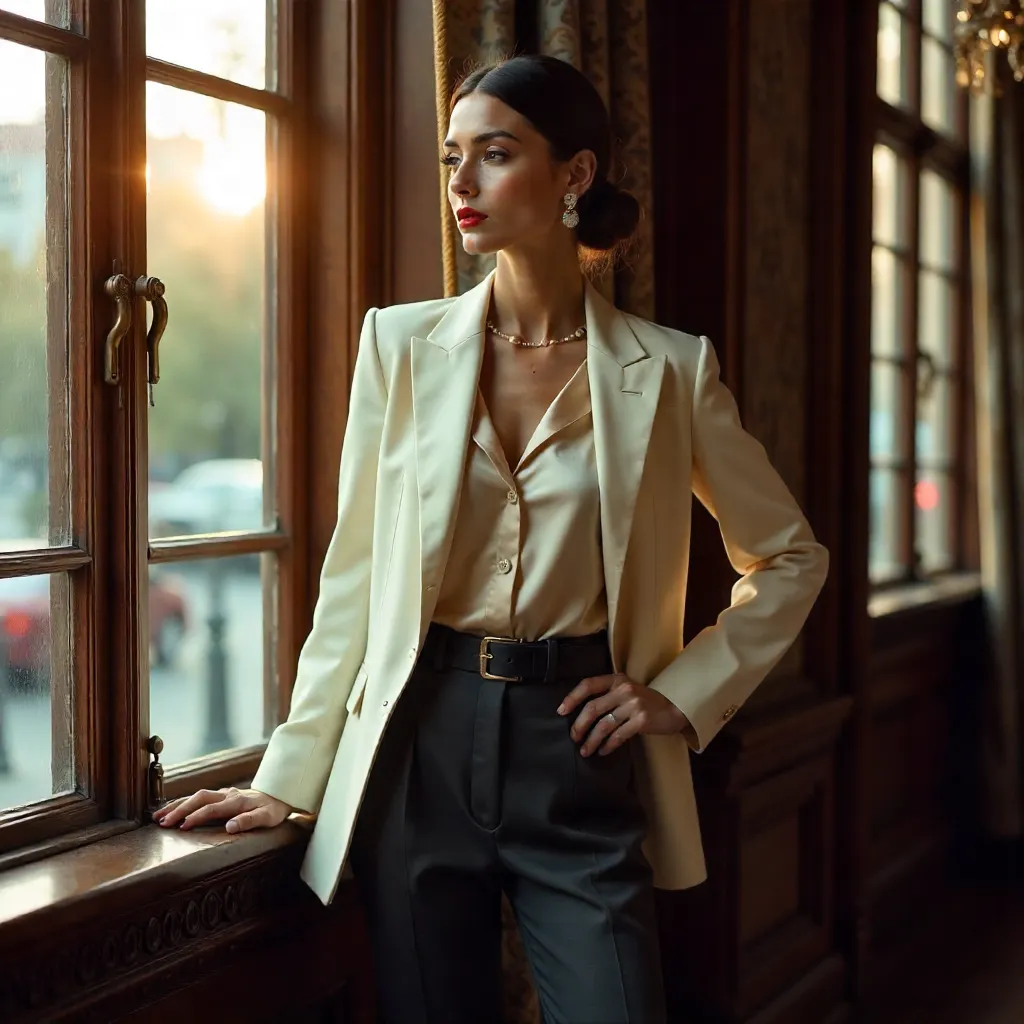 Confident Style: Woman at a Vintage Window
