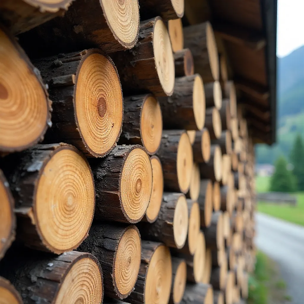 Austria: Close-Up of Stacked Firewood