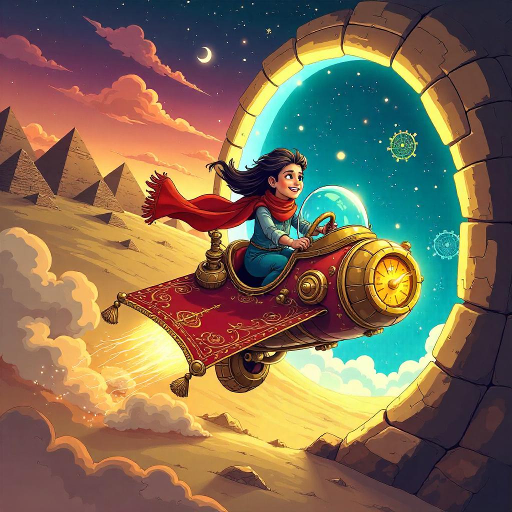 Time-Traveling Cartoon Magic Carpet Adventure