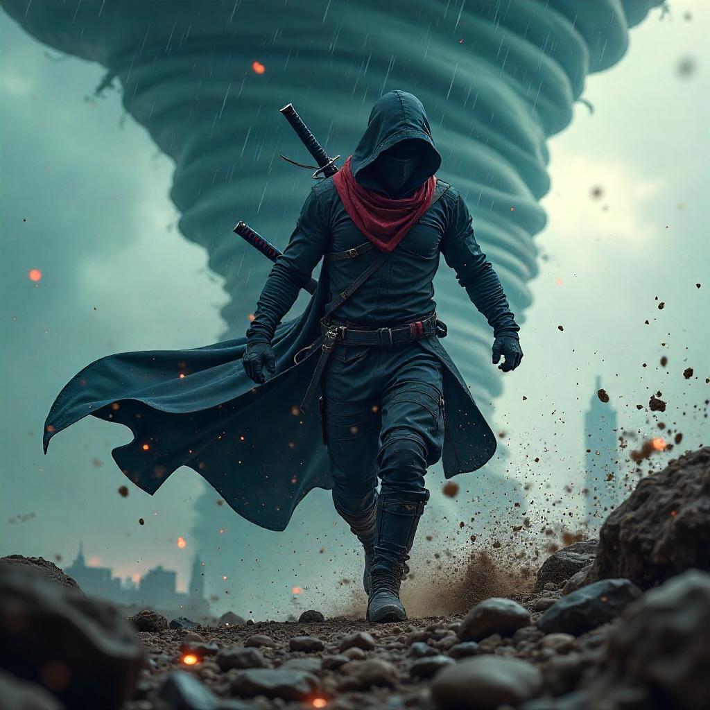 Ninja in a Tornado: A 3D Render
