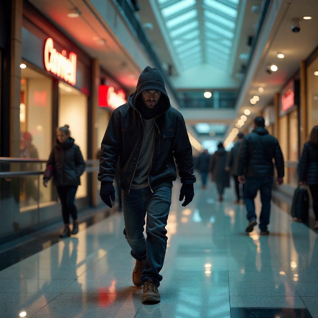 Photorealistic Thief in a Busy Mall
