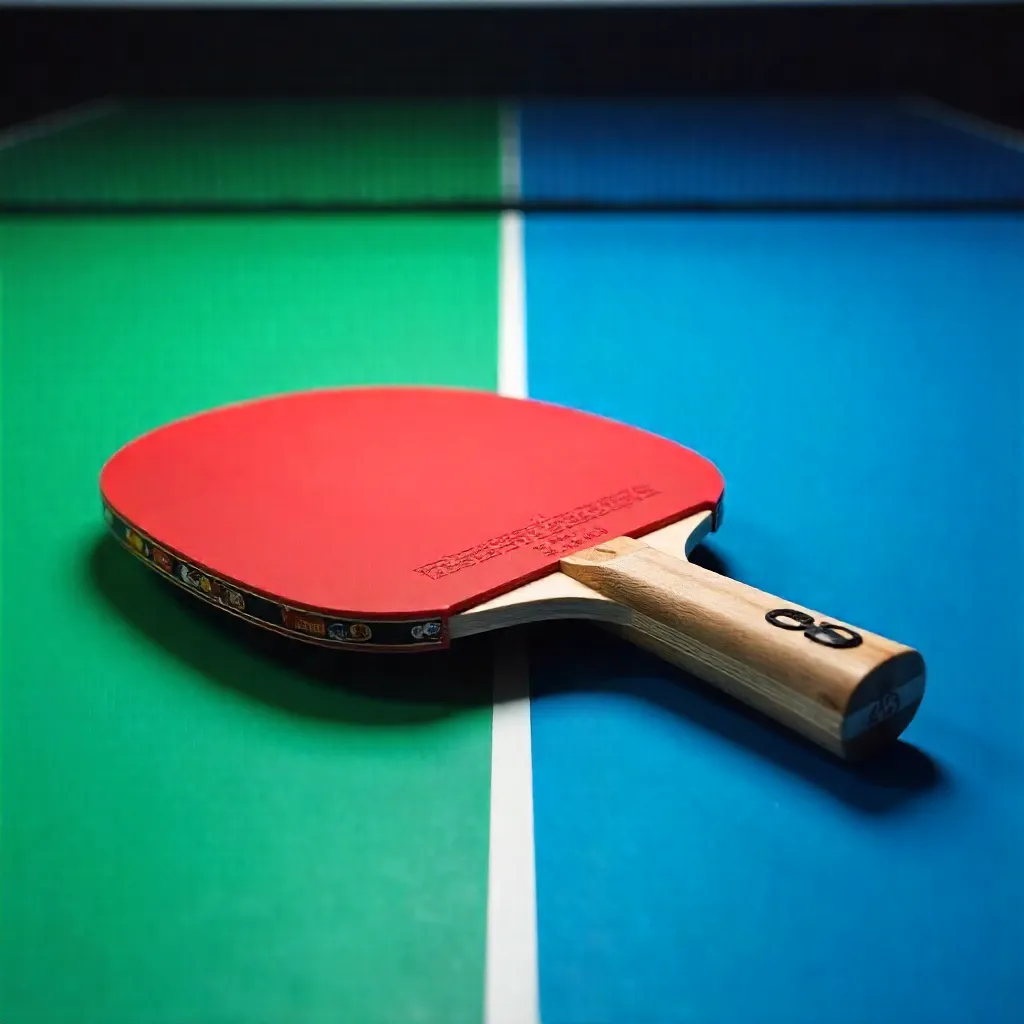 Crimson Paddle on Split Green-Blue Table
