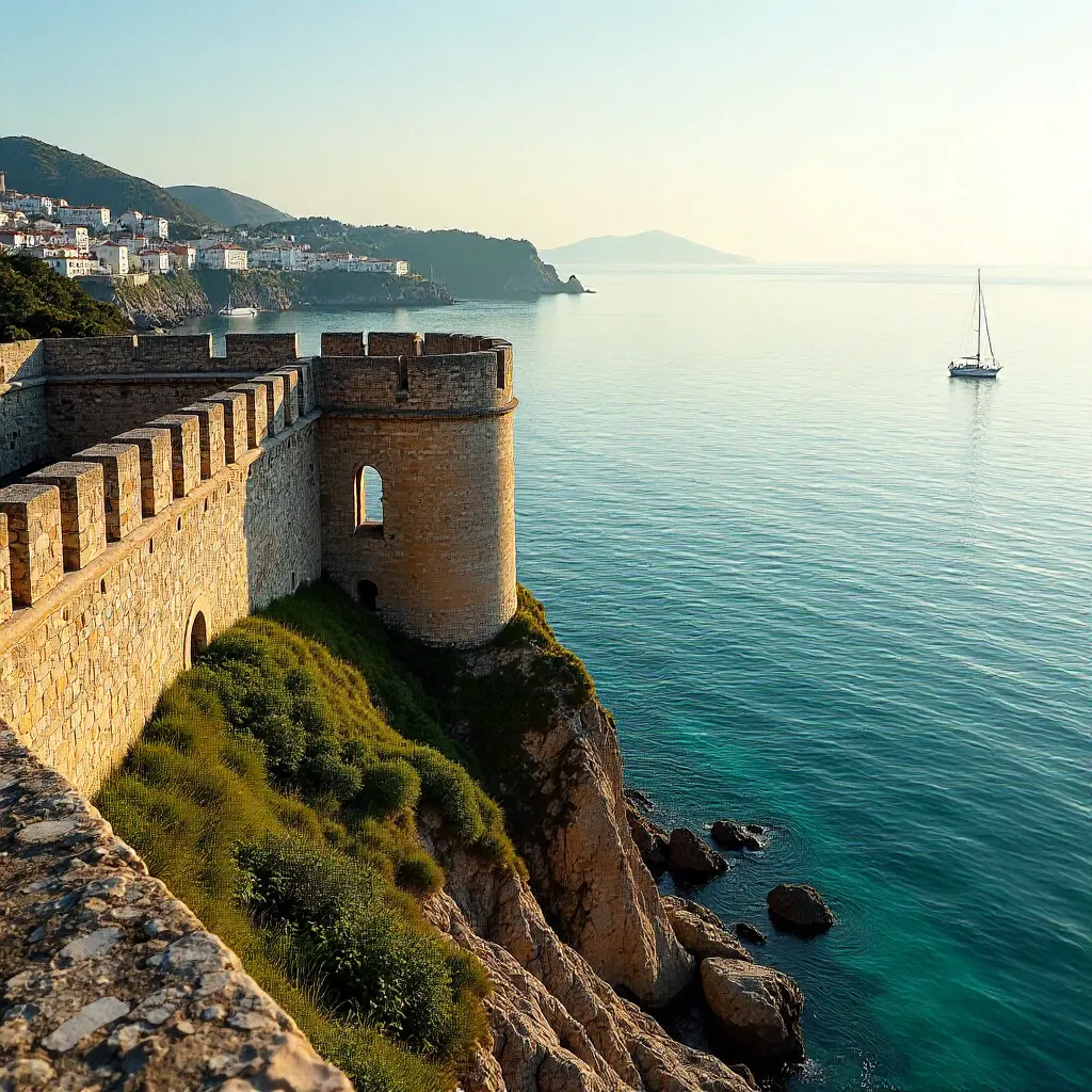 Fortress Over Calm Seas: Sesimbra at Sunset