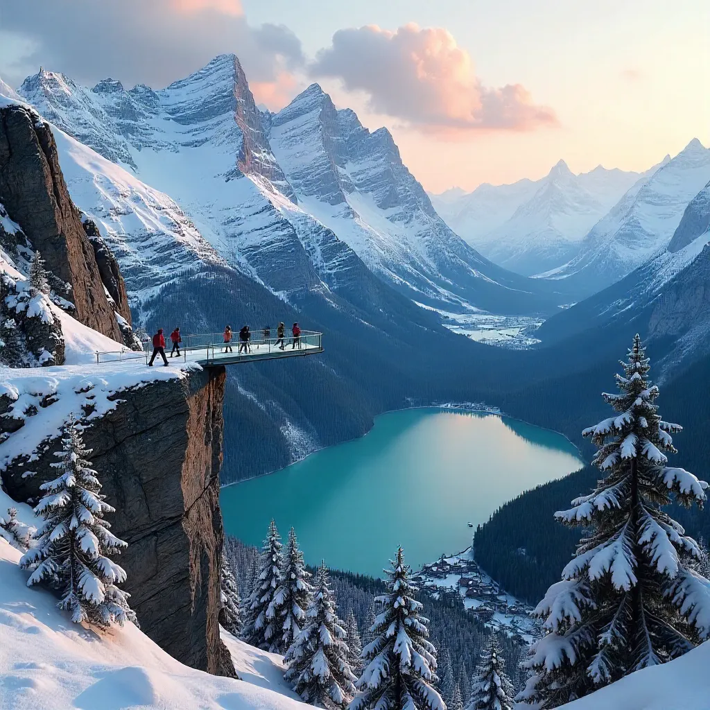 Skywalk Over Sölden's Snowy Alpine Peaks