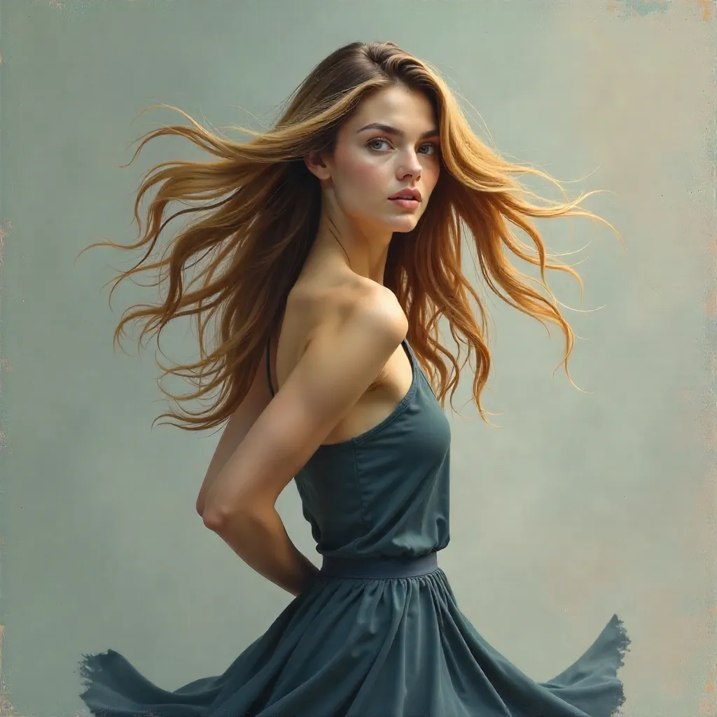 Motion in Color: Portrait of a Woman in Flight