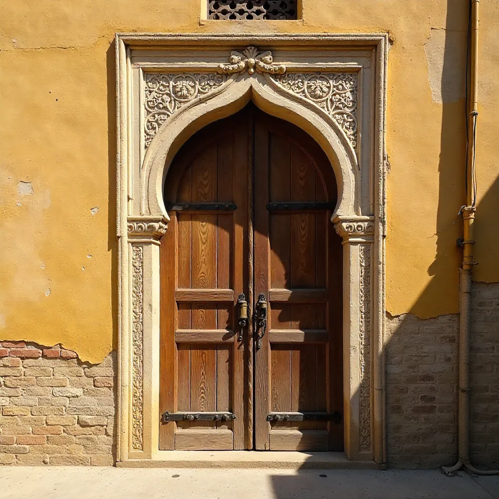 Historic Dubai Door with Unique Stucco Arch